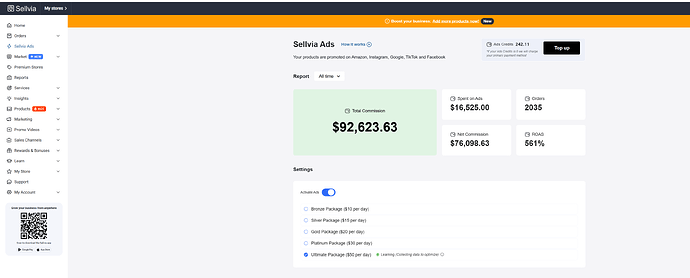 sellvia-ads-traffic-roas-commission-results-dashboard