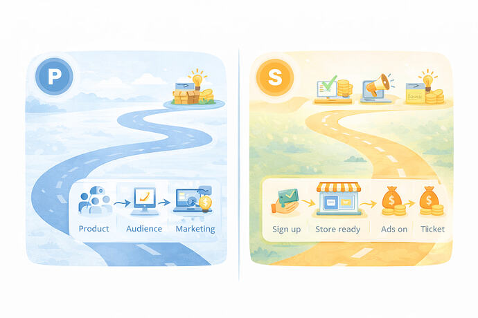 Same destination. The question is how many steps you want between today and your first commission